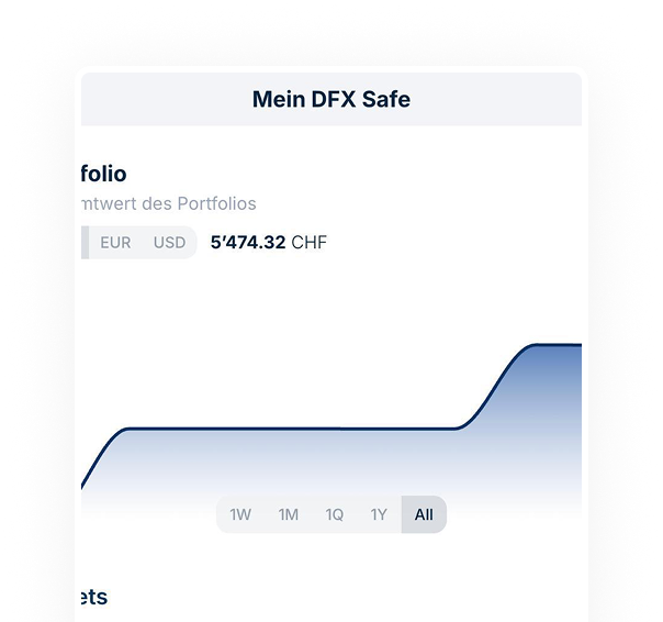 DFX Krypto verkaufen Oberfläche