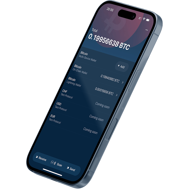 BTC Taro App auf iPhone Mockup